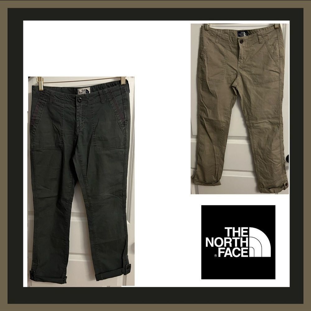The North Face Set of 2 Dark Green/Brown & Khaki Roll-Tab Hiking Pants Size 4
